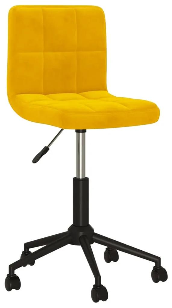 3087789 vidaXL Cadeira de jantar giratória veludo amarelo mostarda