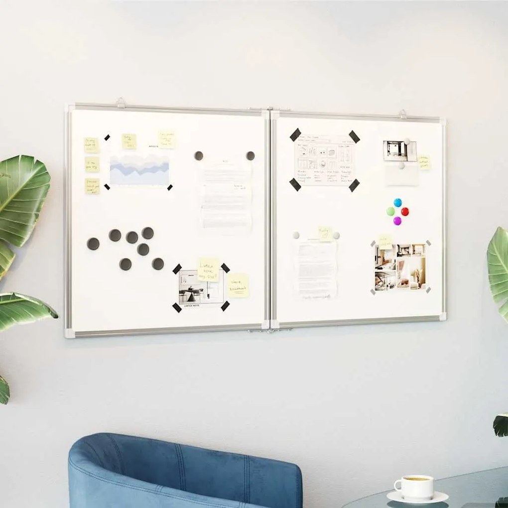 vidaXL Quadro branco magnético dobrável 120x60x1,7 cm alumínio