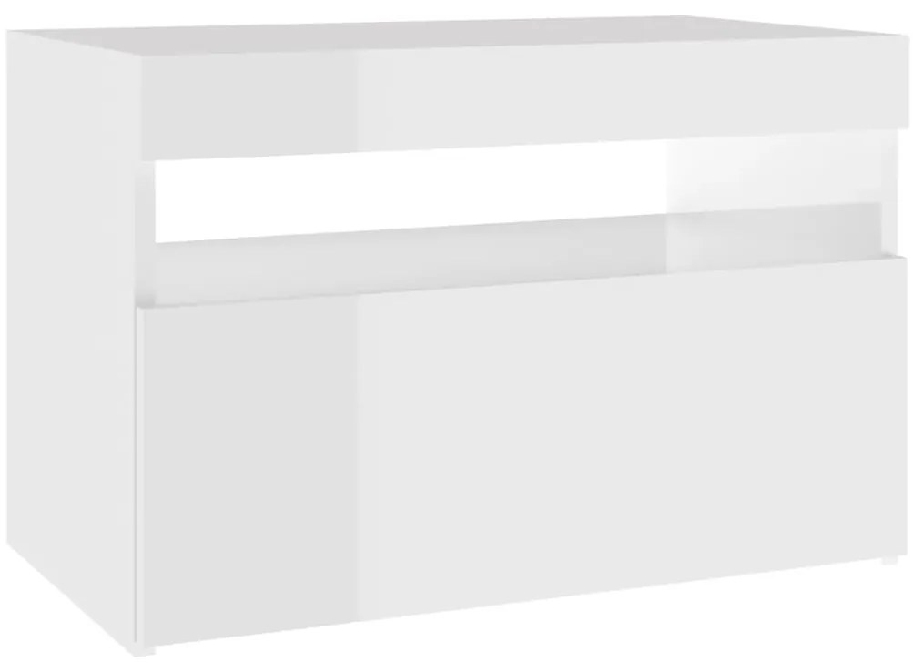 Móvel de TV com luzes LED 60x35x40 cm branco brilhante