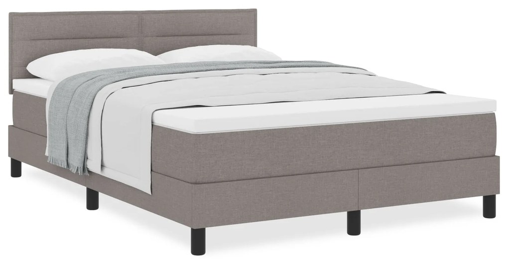 Cama Box Spring com Colchão Taupe 140x200 cm Tecido