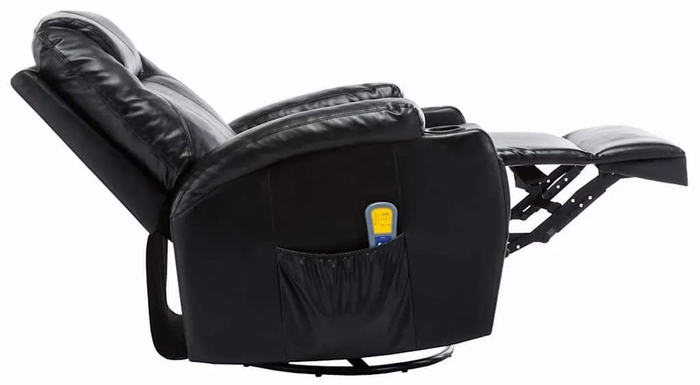 Cadeira de massagem reclinável couro artificial preto