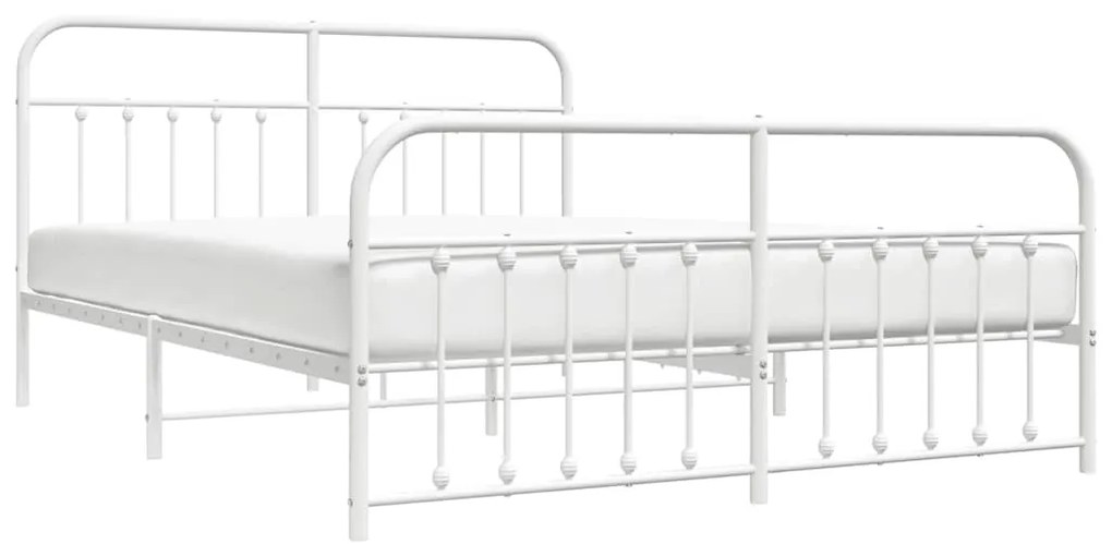 Estrutura de cama com cabeceira e pés 183x213 cm metal branco
