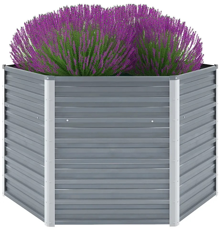 Canteiro elevado jardim aço galvanizado 129x129x77 cm cinzento