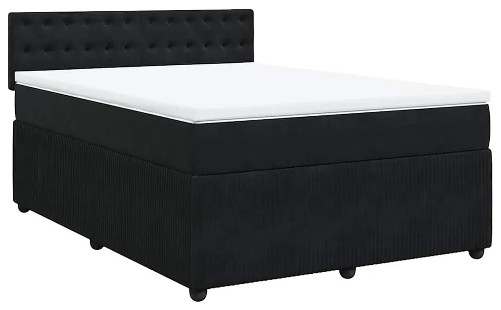 Cama com molas/colchão 160x200 cm veludo preto
