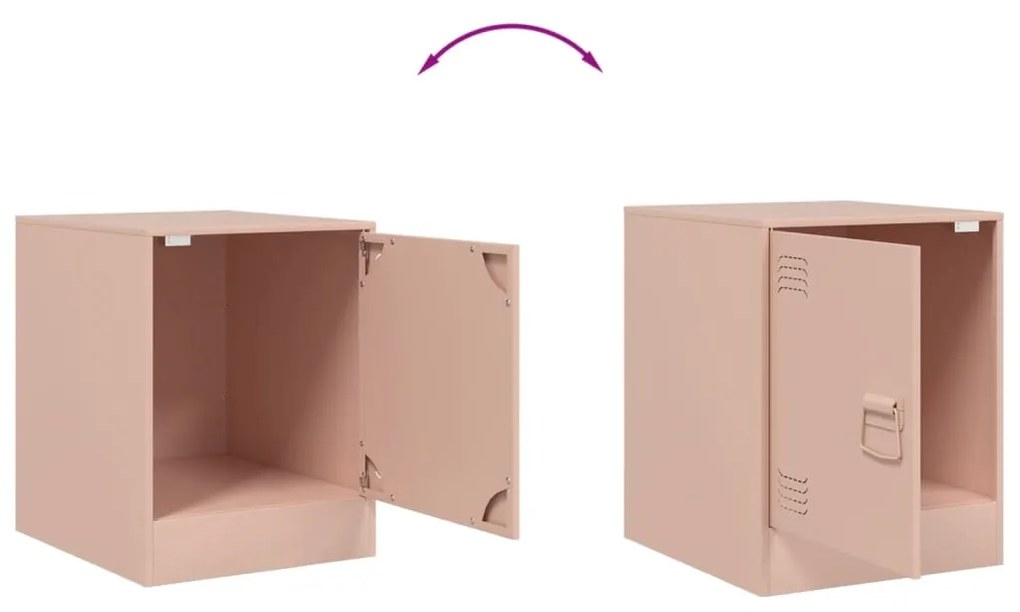 Mesas de cabeceira 2 pcs 34,5x39x44 cm aço rosa