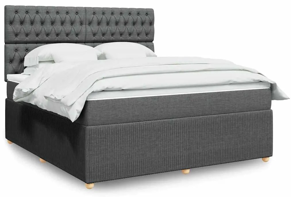 vidaXL Cama com molas/colchão 180x200 cm tecido cinzento-escuro