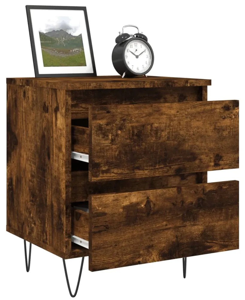 Mesa de cabeceira 40x35x50 cm derivados madeira carvalho fumado