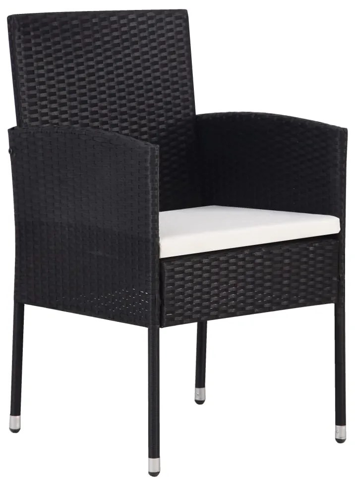Cadeiras de jardim c/ almofadões branco nata 2pcs vime PE preto