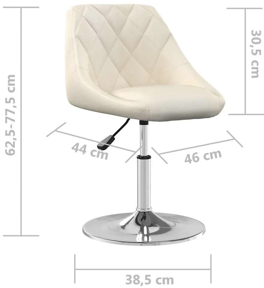 Cadeiras de jantar giratórias 2 pcs veludo cor creme
