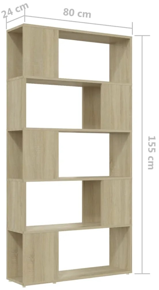 Estante/divisória 80x24x155 cm contraplacado carvalho sonoma