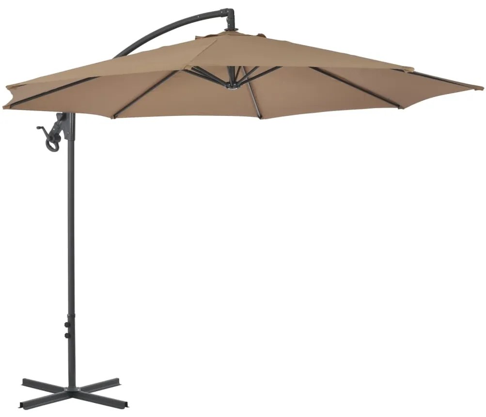 Guarda-sol cantilever com poste de aço 300 cm cinza-acastanhado