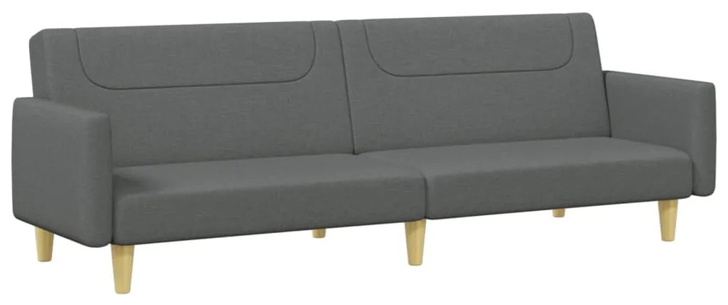 Sofá-cama de 2 lugares c/ apoio de pés tecido cinzento-escuro