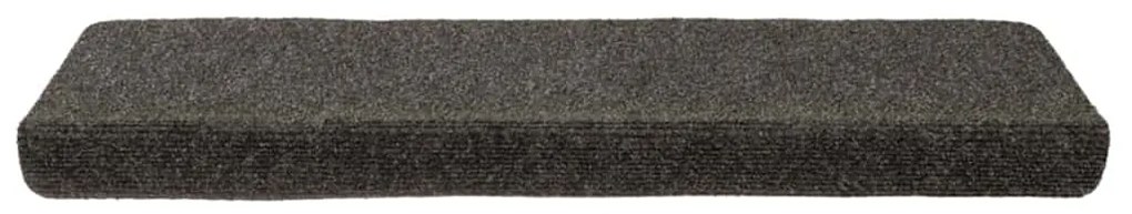 Tapetes de escada 15 pcs 65x21x4 cm tecido agulhado antracite