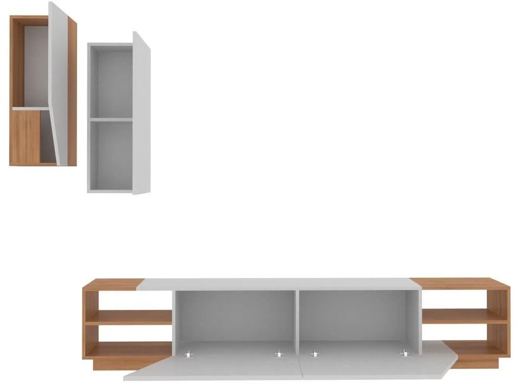 Móvel TV Zebra – Branco e Teca – 240x47x37,5 cm