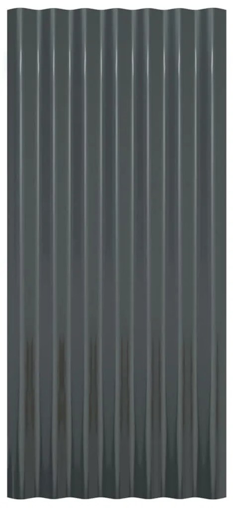 Painéis de telhado 12 pcs 80x36cm aço revestido a pó antracite
