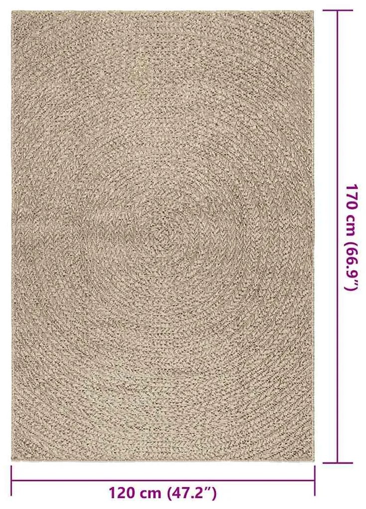 Tapete ZIZUR bege 120x170 cm aspeto de juta interior e exterior