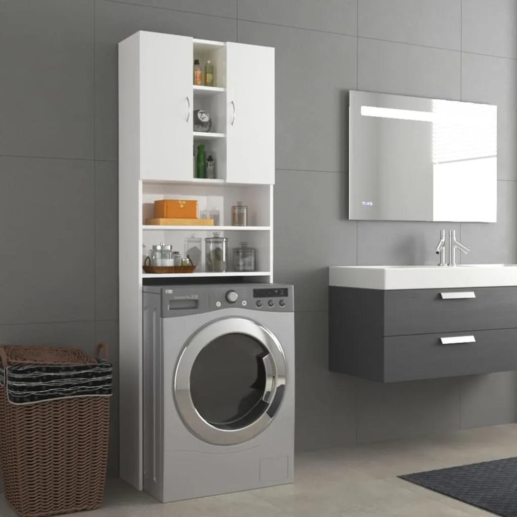 Armário máquina lavar roupa 64x25,5x190 cm branco brilhante