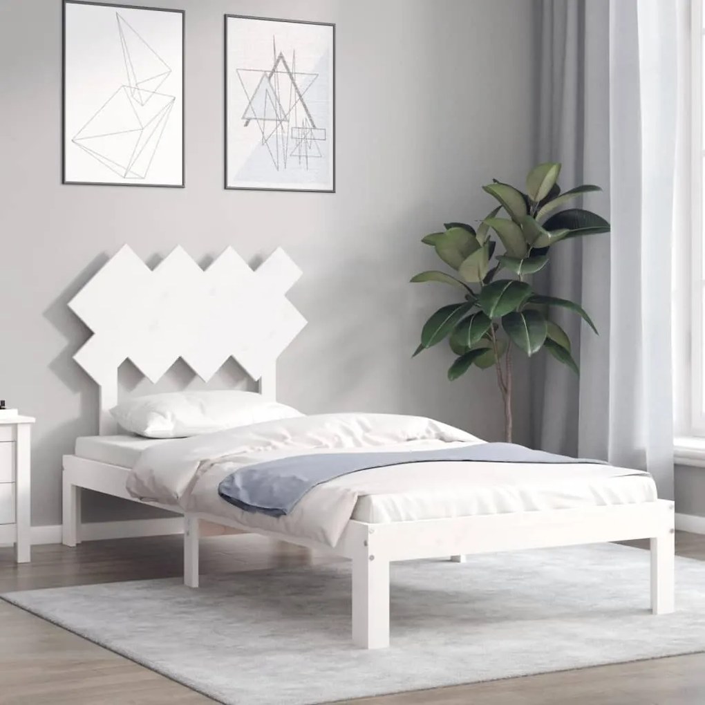 Cama sem colchão 90x200 cm madeira de pinho maciça branco