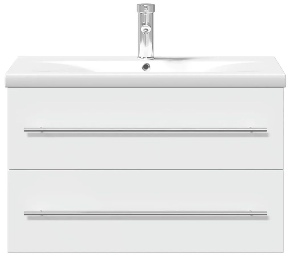 Armário de casa de banho com lavatório embutido branco