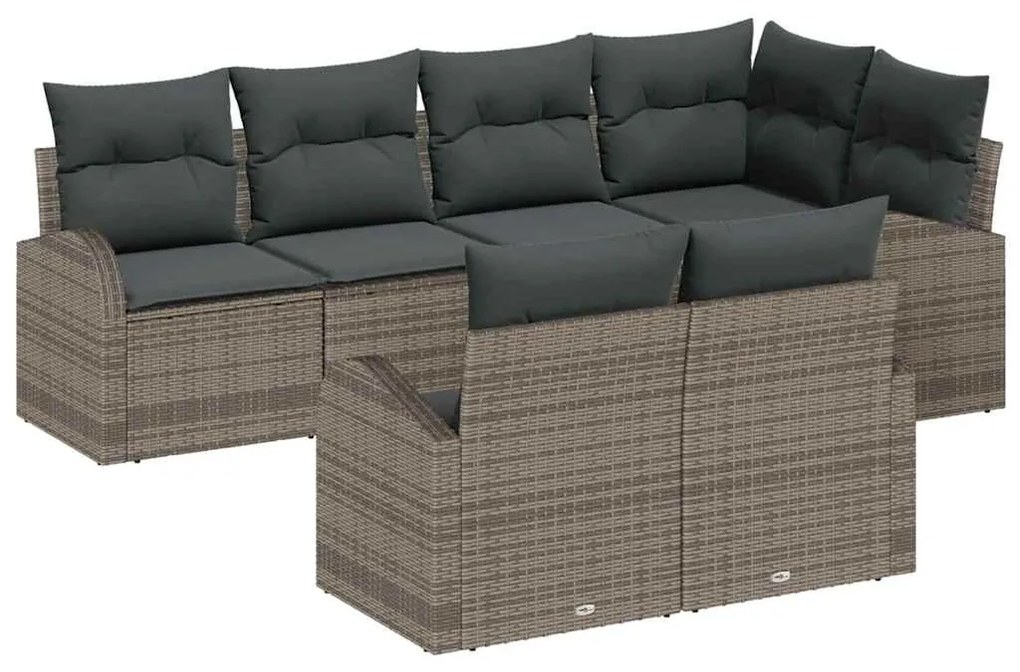 Conjunto de Sofá de Jardim vidaXL de 7 Peças com Almofadas Rattan Poli