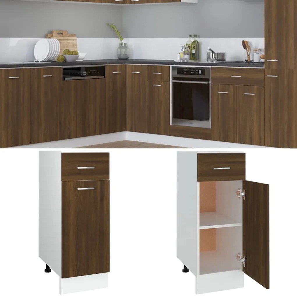 815569 vidaXL Armário inferior c/ gavetas 30x46x81,5 cm madeira castanho