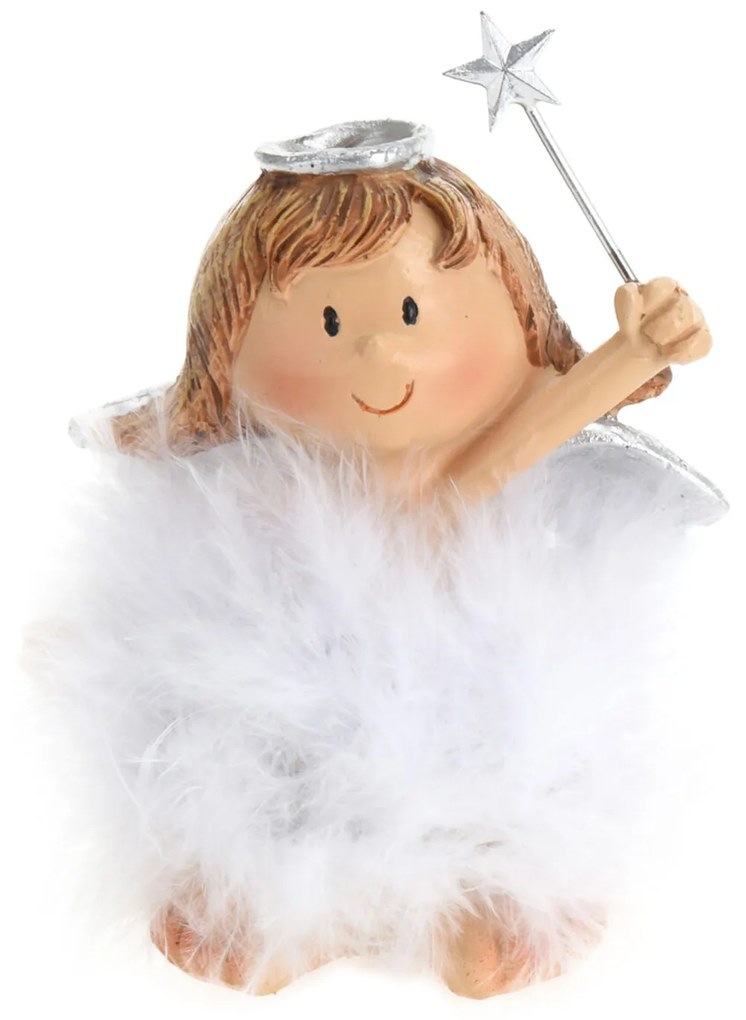 Anjo Decorativo Com Plumas Branco 10CM
