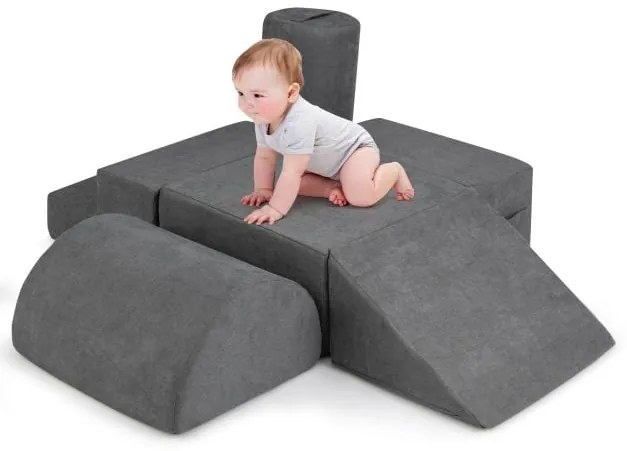 Blocos de escalada para bebês com 6 peças, estrutura de brinquedo macia para áreas internas, multicolorida