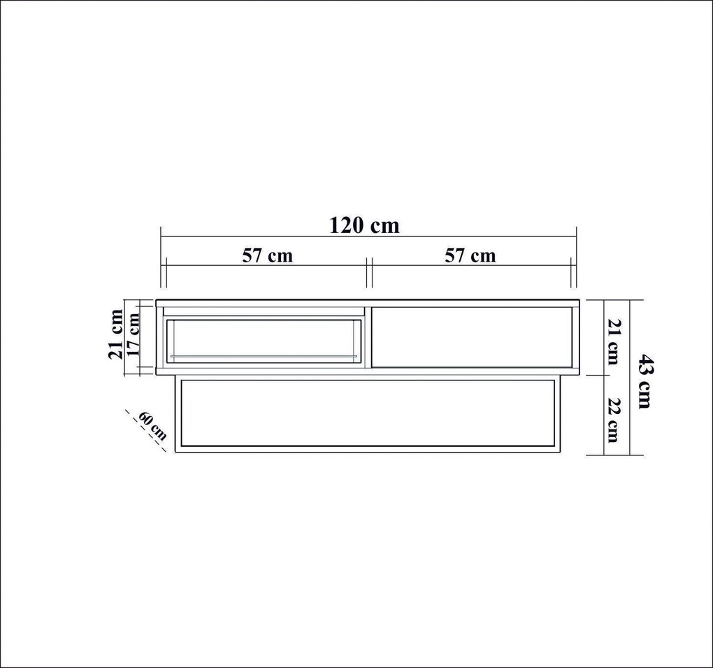 Mesa de Centro Dale – Nogueira/Preto – 120x43x60 cm