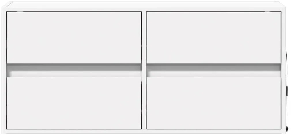 Móvel de parede para TV com luzes LED 100x31x45 cm branco