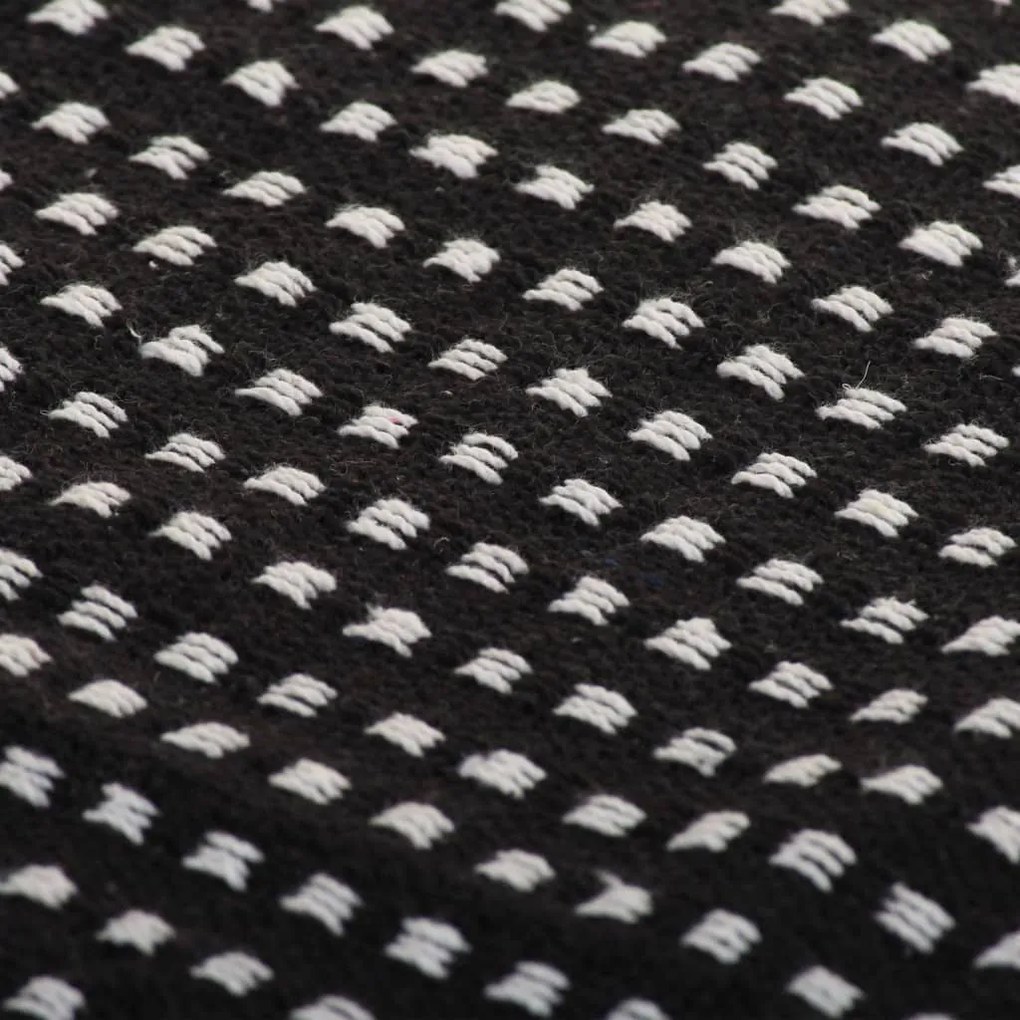 Manta em algodão aos quadrados 160x210 cm preto