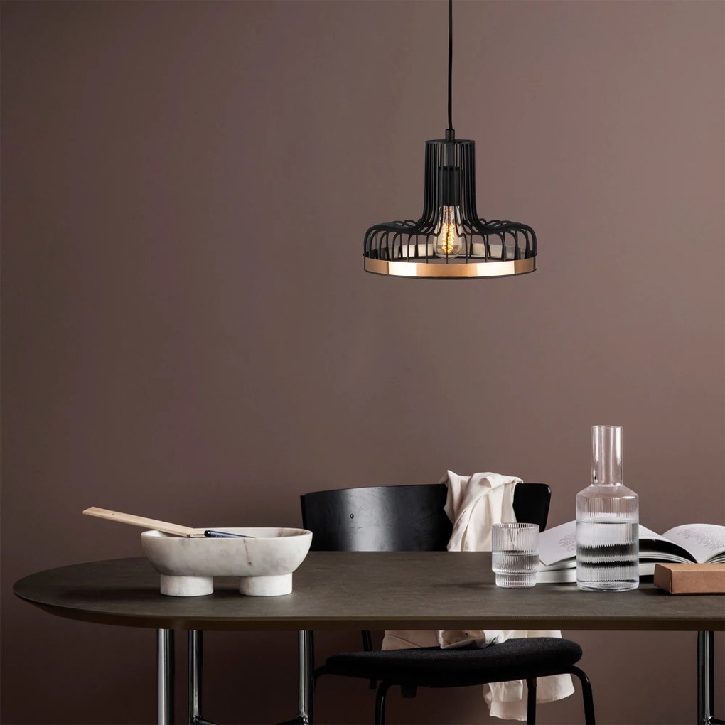 Candeeiro de Teto Fellini – Preto/Cobre – 20 cm x 116 cm