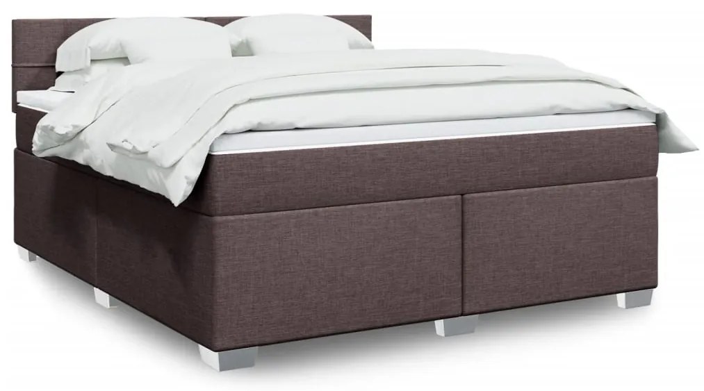 Cama com molas/colchão 180x200 cm tecido castanho-escuro