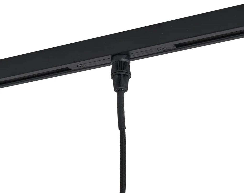 Sistema de calhas de iluminação moderno preto com 6 candeeiros suspensos dourados com vidro âmbar monofásico - Slimline Loyce