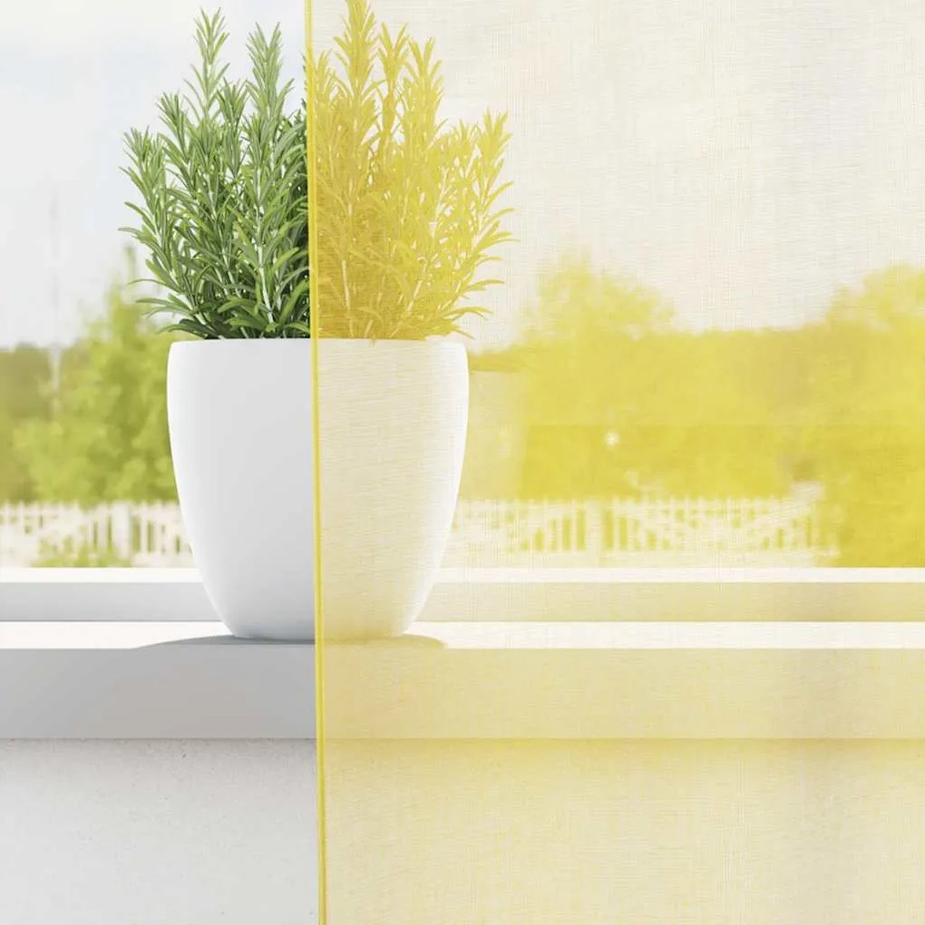 Cortinas de voile com ilhós 2 pcs amarelo