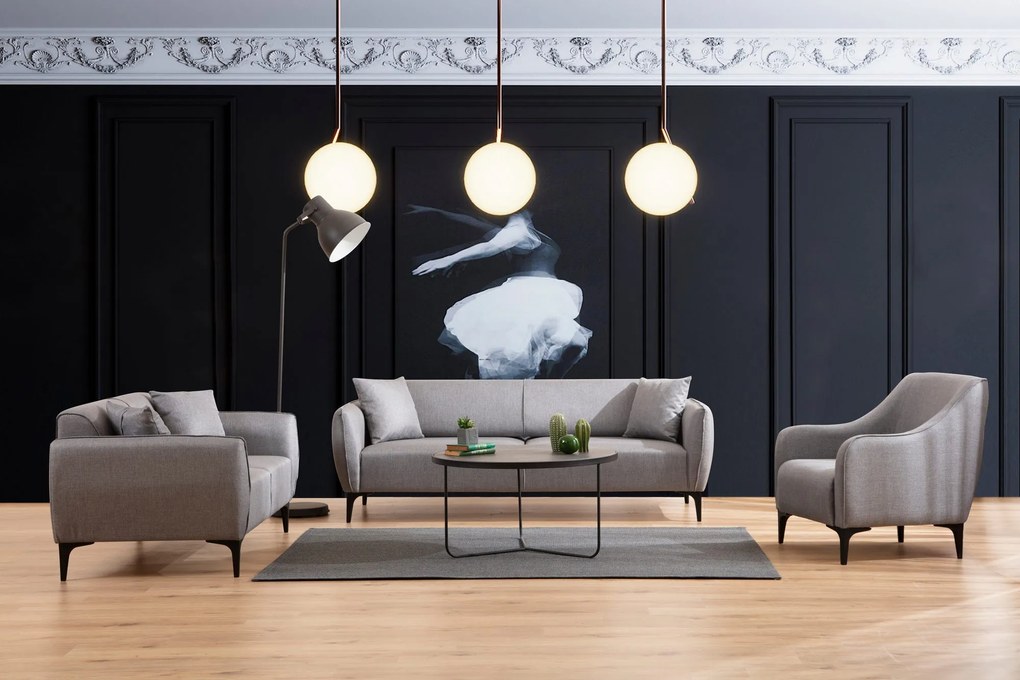 Sofá de 3 Lugares Belissimo – Cinzento – 220x67x95 cm