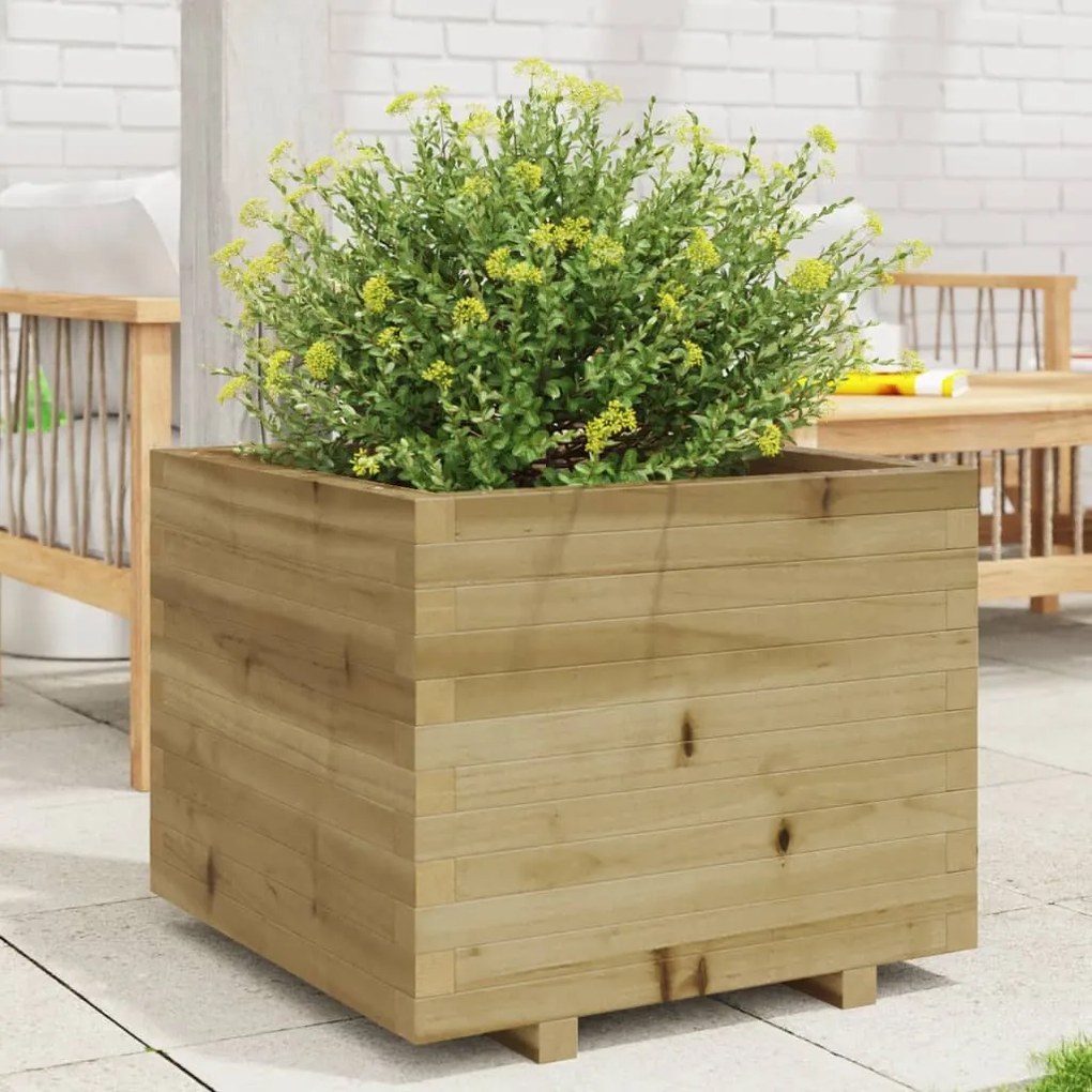 vidaXL Vaso/floreira de jardim 60x60x49,5 madeira de pinho impregnada