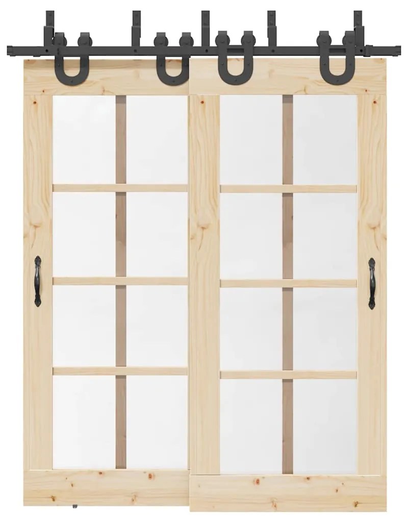 Kit de ferragens para porta deslizante 183 cm aço preto