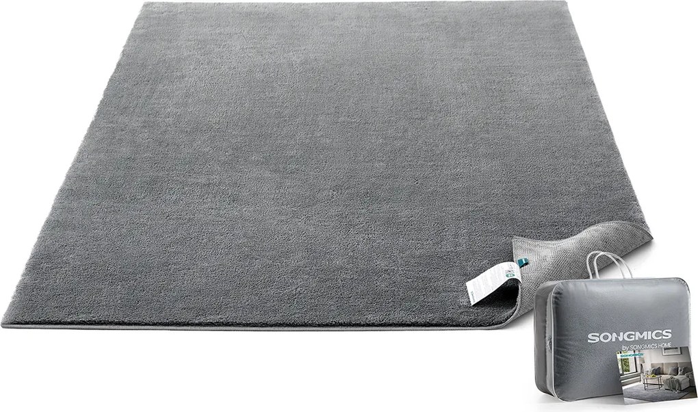 Tapete para sala de estar antiderrapante 120 x 170 cm Cinzento