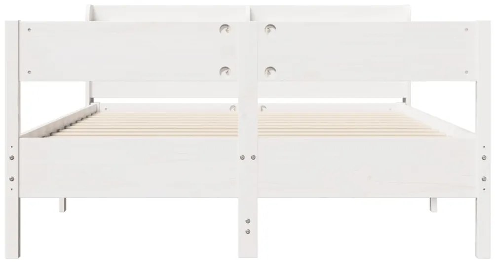 Cama sem colchão 140x190 cm madeira de pinho maciça branco