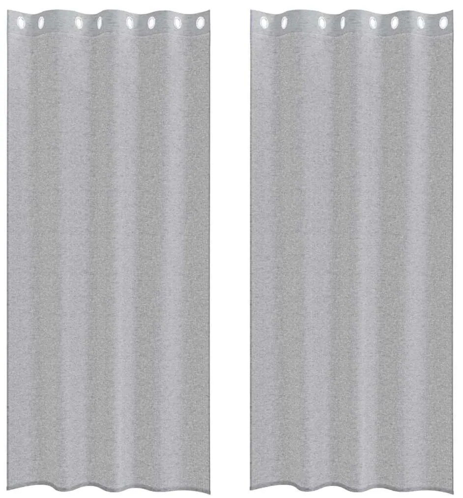 Cortinas 2 pcs Cinzento-escuro 140 x 225 cm Poliéster