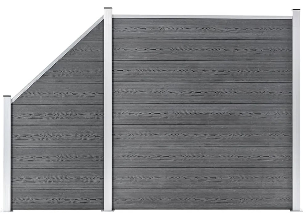 vidaXL Painel vedação WPC 1 quadrado + 1 inclinado 273x186 cm cinzento
