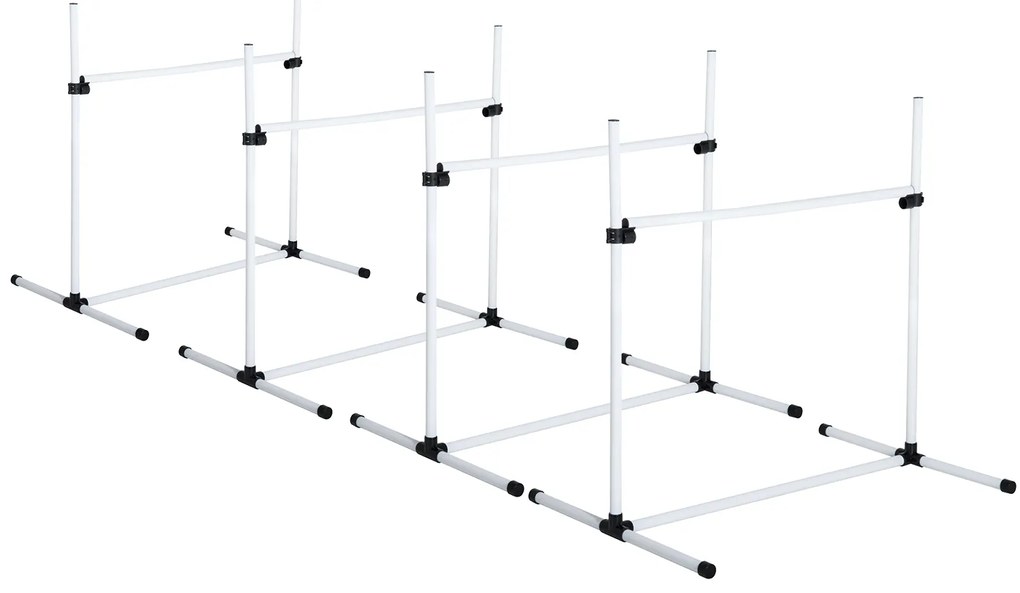 Conjunto de Treinamento de Agilidade para Cães Animais de Estimação 4 Peças Obstáculos de Salto com Altura Ajustável e Bolsa de Transporte para Exteri