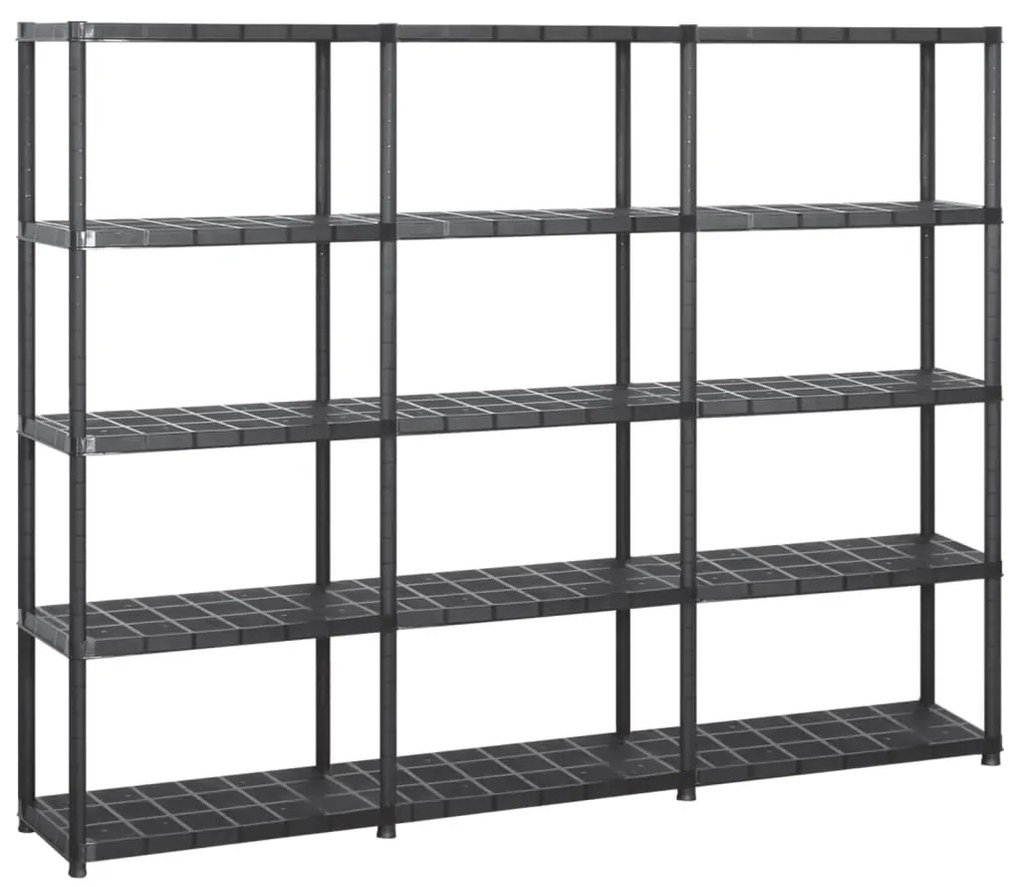 vidaXL Unidade com 5 prateleiras 213x38x170 cm plástico preto
