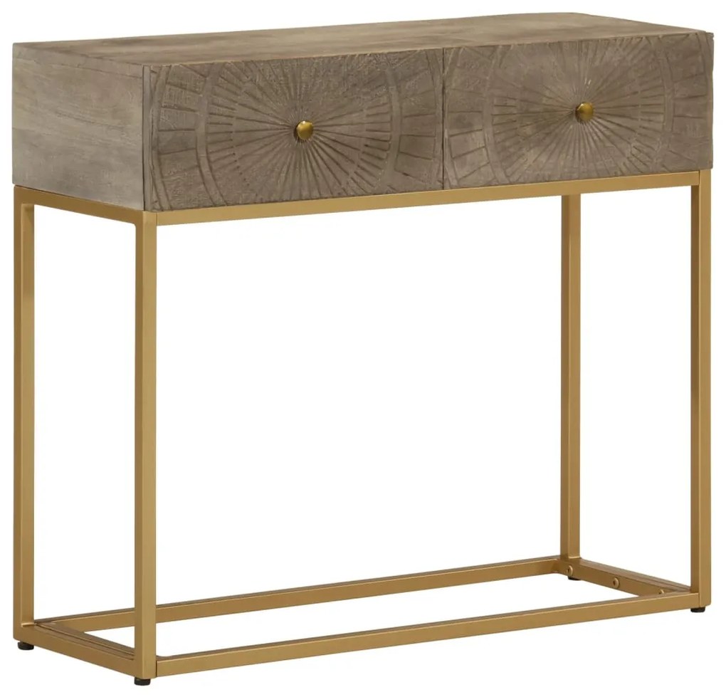 Mesa consola 90x30x76 cm madeira de mangueira maciça e ferro