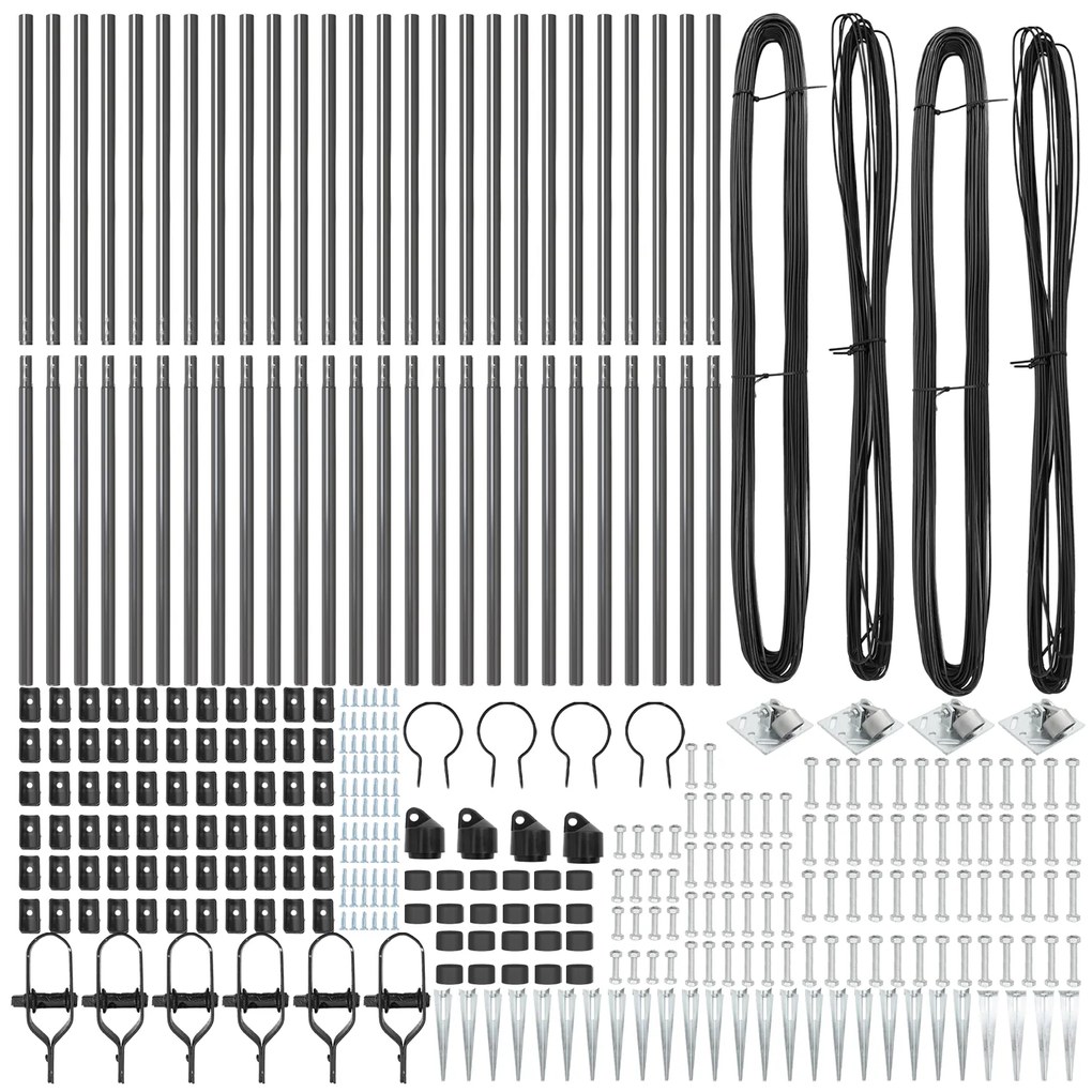 Postes de Cerca com Espeto 26 pcs Ø32 mm 180 cm Aço Galvanizado