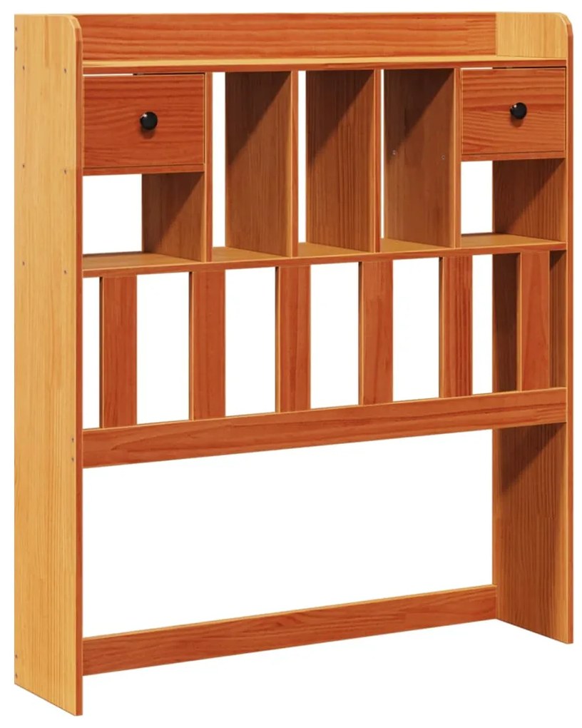 Cama com estante sem colchão 75x190cm pinho maciço castanho-mel