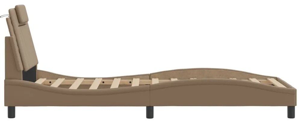 Estrutura cama cabeceira 90x200 cm couro artificial cappuccino