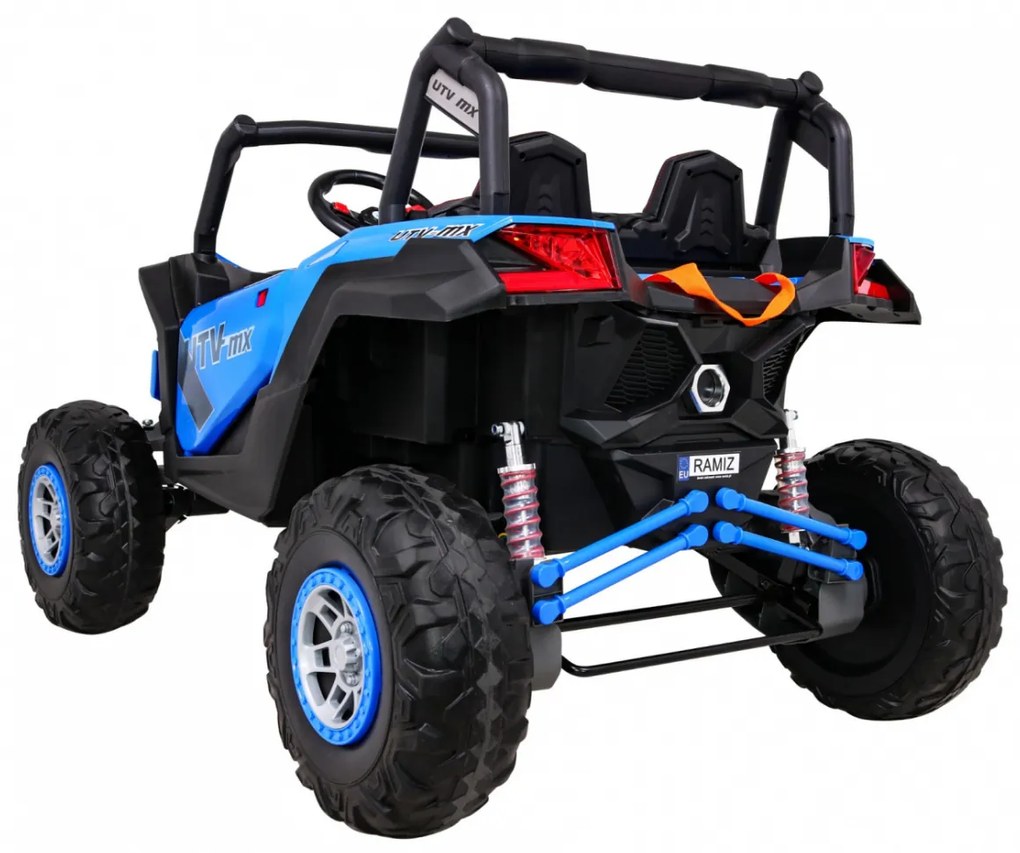 Buggy elétrico para Crianças 24V 4x4 2 Lugares UTV-MX Rodas de EVA, Assento de couro Azul