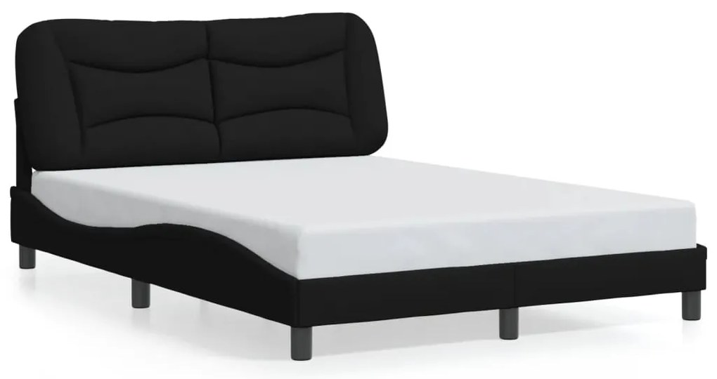 Estrutura de cama com LED sem colchão 140x200 cm tecido preto
