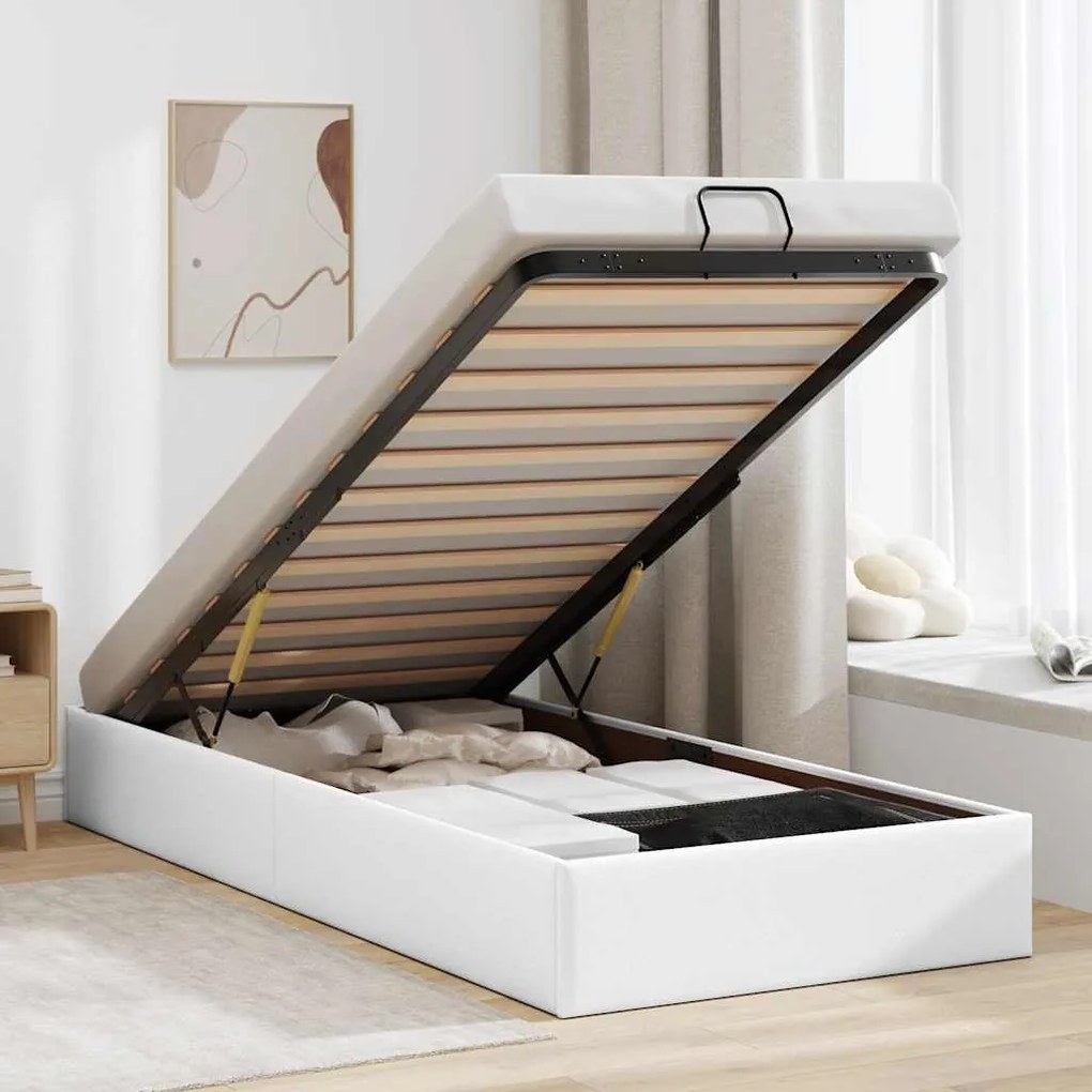 vidaXL Estrutura de cama otomana sem colchão 90x200 cm branca